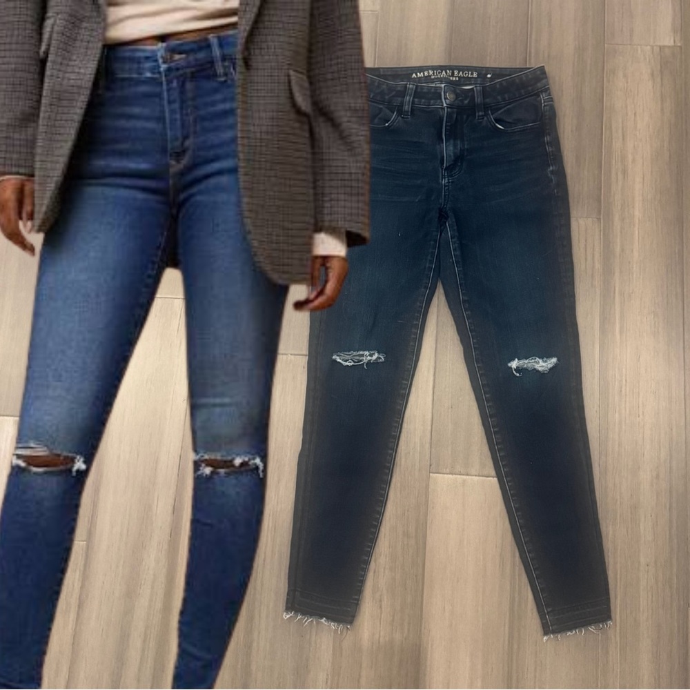 American Eagle Outfitters Women's Super Stretch Dark Blue Skinny Jeans | 4R
